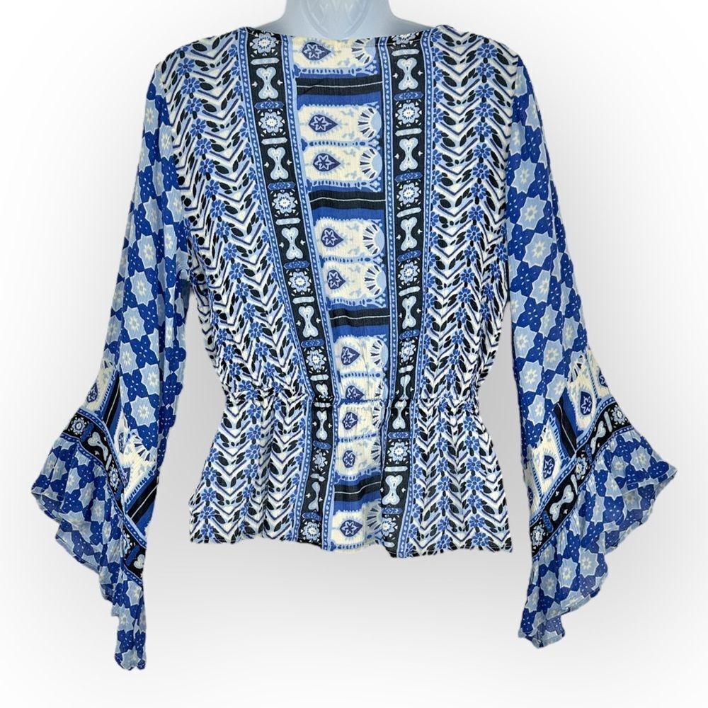 FREE PEOPLE NWT Rosalie Wrap Top in Indigo - size 
XS‎ - Bohemian- Bollywood - Picture 4 of 9